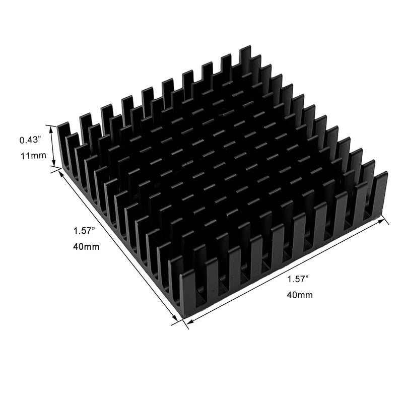 DVUIYYL مشتت حرارة ألمنيوم 40 مم، 40x40x11 مم + شريط لاصق موصل حراري 3M8810 - Image 2